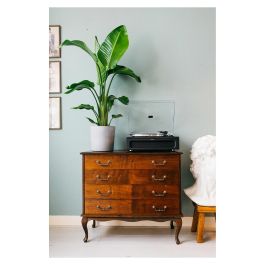 Lenco LS-430BK Tocadiscos de tracción por correa con Bluetooth 5.0 y Altavoces, 33/45 RPM, Imitación Piel, Negro