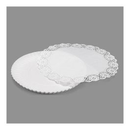 Best Products Bandeja con blonda Redpmda - 2 bandejas redondas con blonda Ø25cm, cartón blanco