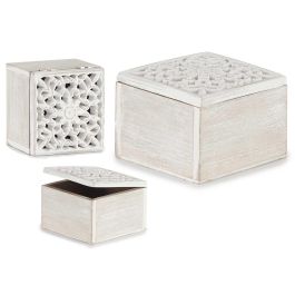Caja Calada Madera Cuadrada Blanco Giftdecor 11.5x8x11.5 cm (12 Unidades) Precio: 34.78999986. SKU: S3608681