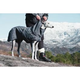 Hurtta Parka Expedition Negro T.20, Abrigo Impermeable para Perros con Arnés Integrado y Reflejante