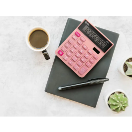 Liderpapel xf23 Calculadora de Sobremesa 10 Dígitos Solar y Pilas Color Rosa 127x105x24 mm