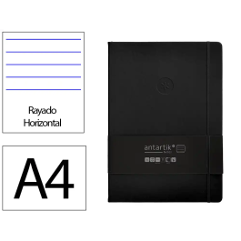 Antartik Cuaderno A4 con Gomilla Notas Rayadas Negro 100 Hojas 80 gr FSC Tapa Dura ANT-A4-100R-N Precio: 11.49999972. SKU: B1CWPYNNLG