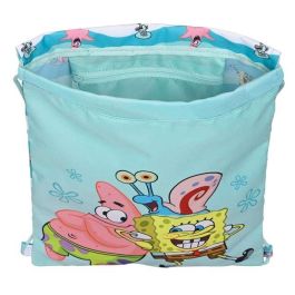 Bolsa Mochila con Cuerdas Spongebob Stay positive Azul Blanco 26 x 34 x 1 cm