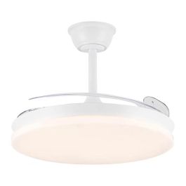 Cristalrecord Milky Eco M Ventilador Techo Blanco Led 45W 4400lm 3Aspas Retráctiles 6Vel 3000-4000-6000K 32-42cm Mando