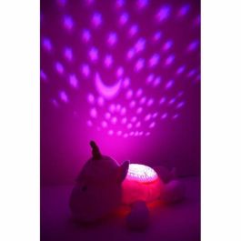 Jemini Luz de Noche Musical Peluche Unicornio Proyector de Estrellas Colores. Suave Melodía Tranquilizadora, Ayuda a Dormir. Ideal Bebés y Niños, 31 cm.