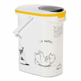 Curver Contenedor de Alimentos El Diner se sirve para Perros 10 L / 4 kg Plástico Sellado Fresco Anti-Olores Doble Apertura Blanco y Negro