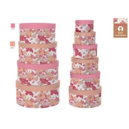 DKD Home Decor Set de 10 Cajas Shabby Estilo Hippie Weekend Fucsia Melocoton Blanco Redonda Rayas Lunares 37.5 x 18 x 37.5 cm Carton Precio: 33.396. SKU: S3027963