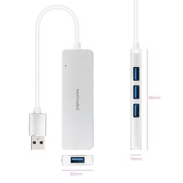 Nano Cable 10.16.4602 Hub USB 3.0 de 4 Puertos USB-A, Plata