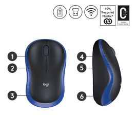 Logitech M185 Ratón Inalámbrico Ergonómico Plug-and-Play Nano Receptor USB, Pila 1 Año, Garantía 3 Años