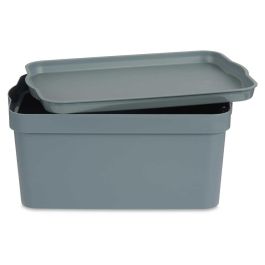 Kipit Caja Plastico Con Tapa 7,5L Gris 21x14.2x32cm (Set de 12)