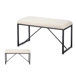 Banco Borreguito Blanco Giftdecor 81x42x38 cm - Metal y Tela