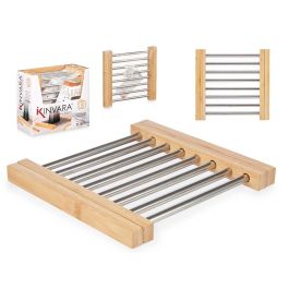 Salvamantel extensible de bambú y acero Kinvara 22x21 cm (12 Unidades)