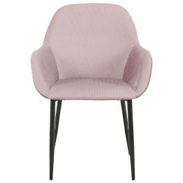Home Deco Factory Butaca Rosa Giulia - Estilo Escandinavo, Tapizado de Terciopelo, Patas de Metal