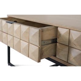 Giner y Colomer Mesa de Centro Artesanal en Madera de Mango 120 cm con Cajones y Base de Hierro Negro