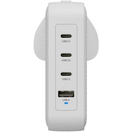 HYPER HJ1001WHWWGL Cargador Rápido Interior 3 Puertos USB-C para Móviles, Tablets, Portátiles y Mandos Consola Blanco