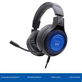 Ewent PL3322 Auriculares Gaming con Micrófono, Diadema Ajustable y Almohadillas Suaves, Altavoces 50 mm, Compatible con PC, PS4/5, Xbox One/S