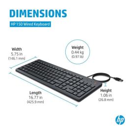Teclado HP 150 Negro Qwerty Español