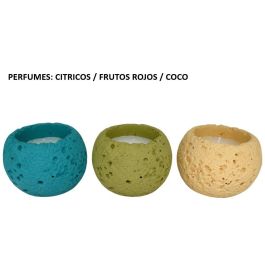 DKD Home Decor Vela Verde Azul Cemento Coco 9 x 7 x 9 cm (6 Unidades)