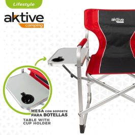 Silla Plegable para Camping Aktive Gris Rojo 61 x 92 x 52 cm (2 Unidades)