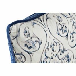 DKD Home Decor Cojín Decorativo Shabby con Diseño Floral Azul de Poliéster y Terciopelo con Cremallera | 50x30x10 cm