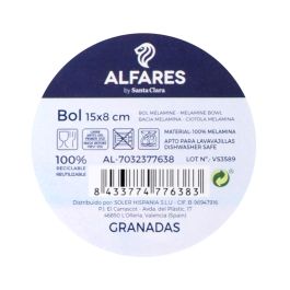 Alfares Bol para Fruta o Postre, Motivo Granadas, Colección Granadas, 14.5 x 14.5 x 7 cm (24 Unidades)