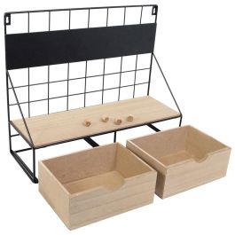 Home Deco Factory Estante Deco Filaire 2 Cajones Con Panel Iman Para Colgar o Apoyar 41x15x34 cm