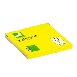 Q-connect Bloc de notas adhesivas quita y pon 76x76 mm Amarillo Neón 80 hojas