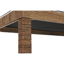 DKD Home Decor Banana 1c25 Mesa Comedor Natural 180 x 90 x 77 cm Fibra Teca Cristal Templado
