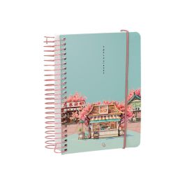 Agenda Espiral Liderpapel Santorini A6 2025 Dia Pagina Cherry Blossoms Papel 60 gr