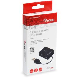EQUIP 4-Port 2.0 ->4x2.0 Hub USB 2.0 480Mbps sin Fuente de Alimentación Negro