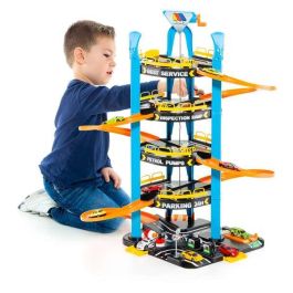 Molto Parking de 5 plantas con lavadero, elevador y rampas para coches, ideal para niños +3 años. Juguete de Plástico 57x56x75 cm