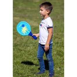 SCHILDKROT AUC1695914032952 Raquetas Beachball Neopreno Amarillo/Azul Estampado Verde con 2 Pelotas Ø40mm, Bolsa Malla Resellable