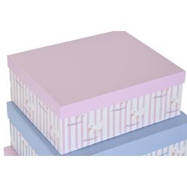 DKD Home Decor Caja Baby Patitos Rosa y Azul, Set de 10, de Cartón, Colección Patito lindo 23, 33.5x43.5x15.5 cm