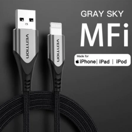 Vention LABHD Cable USB 2.0 Macho a Lightning Macho 50cm Gris MFi Certificado Carga Rápida para iPhone iPad iPod