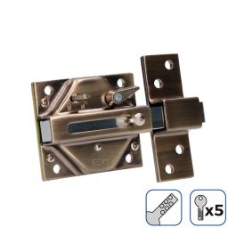 Edm Cerrojo con perno de acero, 5 llaves de seguridad, bronce, 73 x 136 mm Precio: 23.50000048. SKU: S7901922
