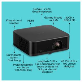 Epson Pop EF-62B Proyector 3LCD Laser 4K UHD 700 Lúmenes, WiFi Bluetooth, Portátil, Referencia V11HB73140