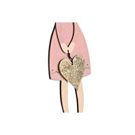 DKD Home Decor Decoración Colgante Navidad Fantasía Ángel Madera Rosa Palo Blanco, 24 Unidades, Surtido Aleatorio