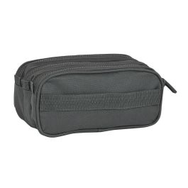 Safta Portatodo Triple Basic Gris, Estuche Escolar con 3 Compartimentos, Grande 21,5x10x8cm
