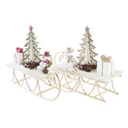 DKD Home Decor Figura Navidad Fantasía con Trineo MDF/Metal Colores Surtidos (Dorado, Rojo, Rosa, Blanco) 6x14x19 cm (Pack 6 Unidades)