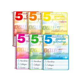 Cuaderno Espiral Liderpapel Cuarto Pautaguia Tapa Dura 80H75 gr Cuadro Pautado 5 mm Con Margen 6 unidades