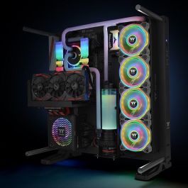 Thermaltake Riing Quad 12 RGB Radiator Fan TT Premium Edition, 120mm, 3 Pack, Blanco, Iluminación LED RGB