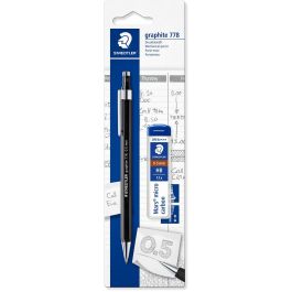 STAEDTLER 778 05 + Minen BK - Portaminas HB Negro Plata Hexagonal con Borrador para Oficina, Escuela y Ocio Precio: 21.49999995. SKU: B1FX8ZB25A