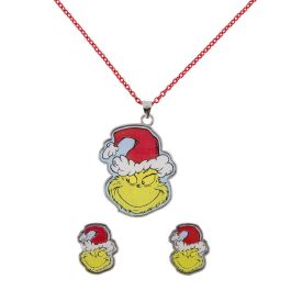 PEERS HARDY Set Colgante y Pendientes El Grinch Navidad, Joyería Temática Festiva