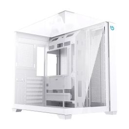 Hiditec CHA010057 Caja Gaming Semitorre SKY Blanco con 3 Paneles de Cristal Templado, Doble Cámara, Soporte Refrigeración Líquida 360mm y USB-C ATX Precio: 74.50000008. SKU: B1659PSC6Y