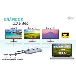 I-tec Dock USB-C con 3 Salidas 4K/5K, 100W PD, 4x USB 3.2, Gigabit Ethernet, Lector SD, Cargador 100W Incluido - Soporte Ergonómico para Portátil