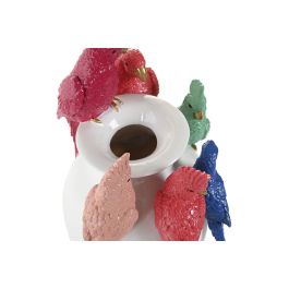 DKD Home Decor Jarrón Moderno de Resina Blanco Multicolor Loros 15 x 31 x 19.5 cm (2 Unidades)