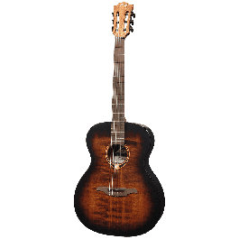 Lag Guitarra Acústica Folk Nylon Auditorium Negra Burst Tapa Abeto Engelmann Macizo Sapelli Open Pore