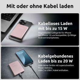 Intenso MW5000 Powerbank MagSafe Magnético Rosado 5000mAh Carga Inalámbrica USB-C para iPhone