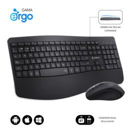 Subblim COMBO DUAL OFFICE PROWAVE BLACK - Pack Teclado y Ratón Ergonómicos Inalámbricos Multidispositivo, Bluetooth 5.3 y USB 2.4G, Recargables, Negro Precio: 46.49999992. SKU: B1FF677RKH