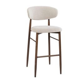 DKD Home Decor Taburete Urban Crudo Nogal 55 x 104 x 52 cm, Altura Asiento 75 cm (2 Unidades), Poliéster y Metal